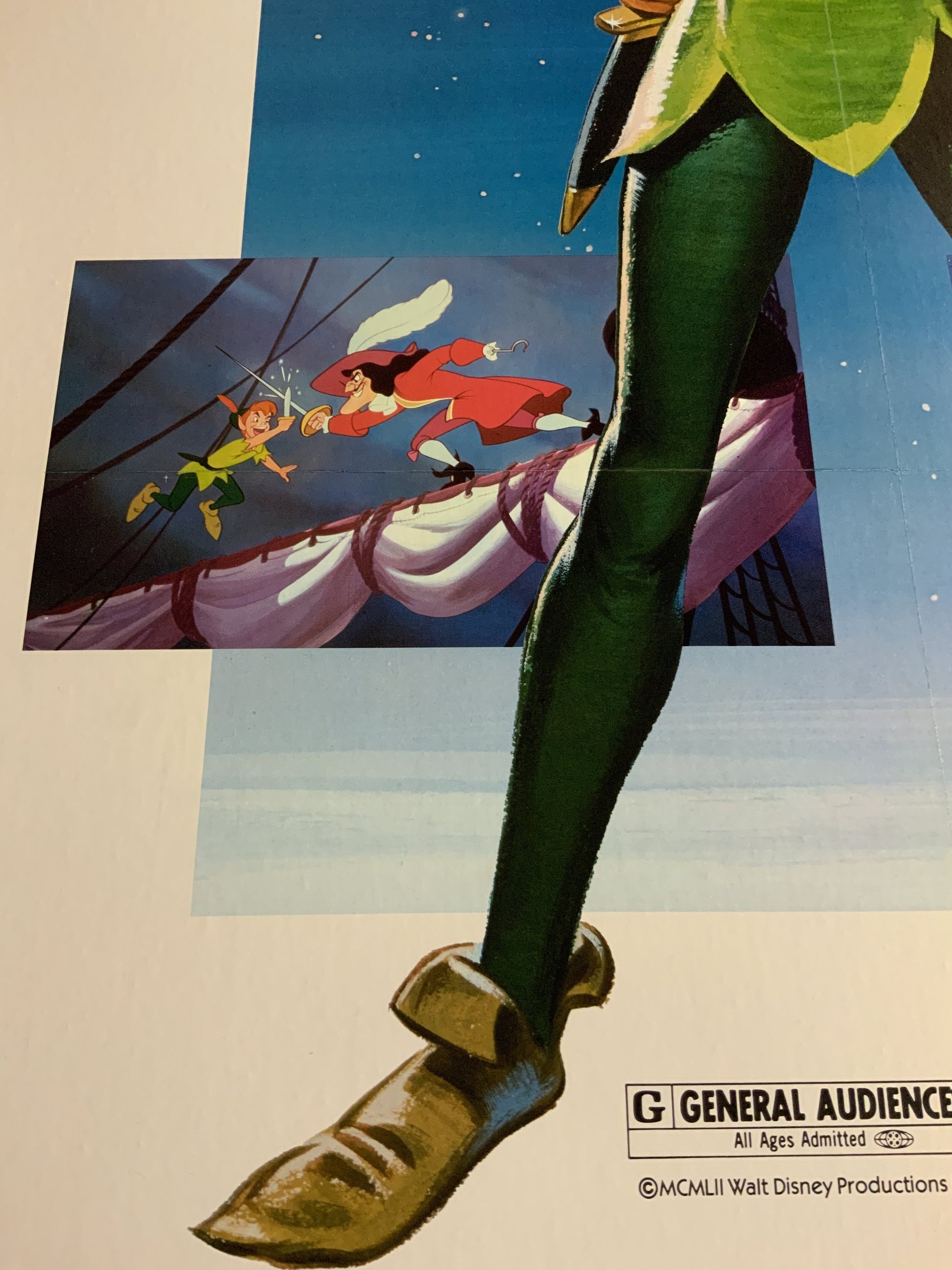 An original movie poster for the Disney film Peter Pan