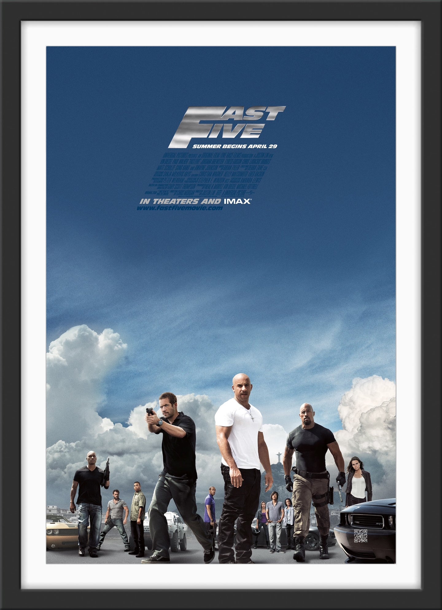 An original movie poster for the film Fast and Furious film Fast Five