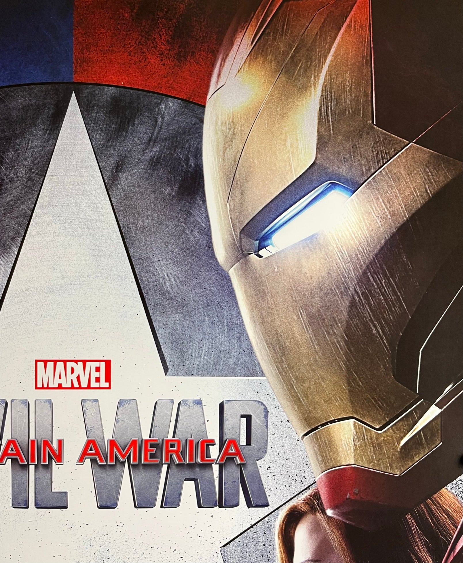 An original recalled movie poster for the Marvel MCU film Captain America Civil War