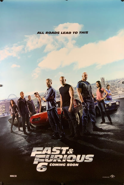 An original movie poster for the film Fast and Furious 6