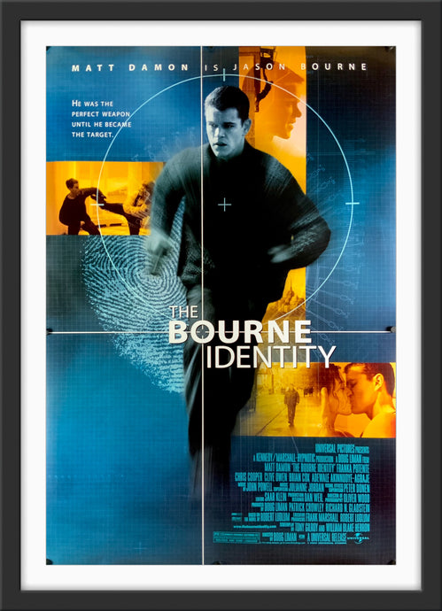 An original movie poster for the film The Bourne Identity