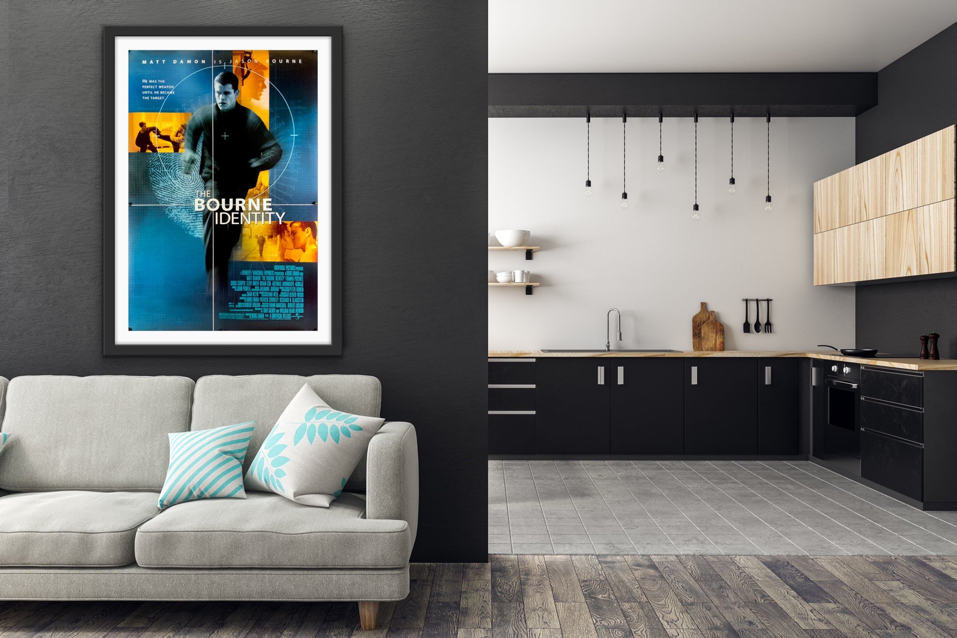 An original movie poster for the film The Bourne Identity
