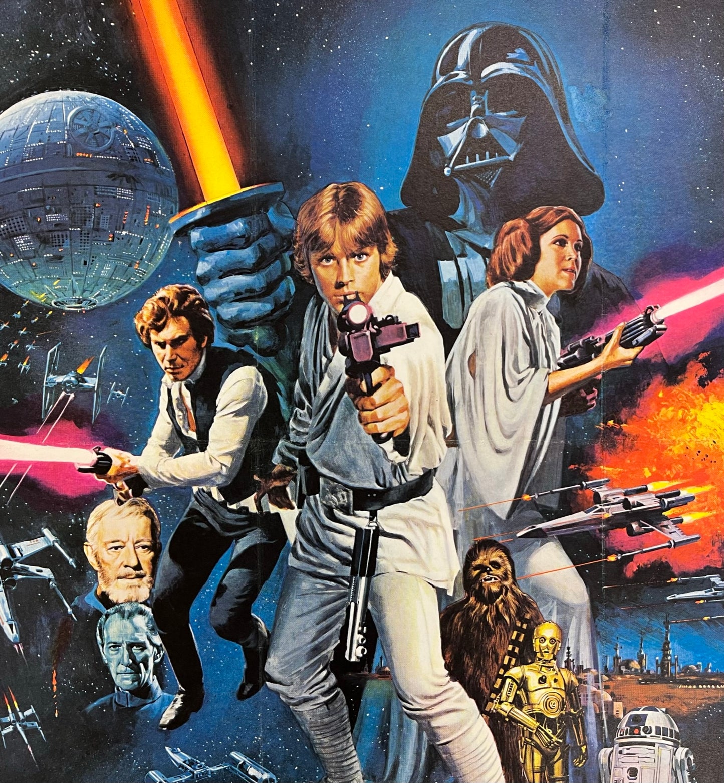 An original pre-awards quad movie poster for the 1977 film Star Wars (A New Hope)