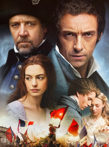 An original movie poster for the 2012 film Les Miserables
