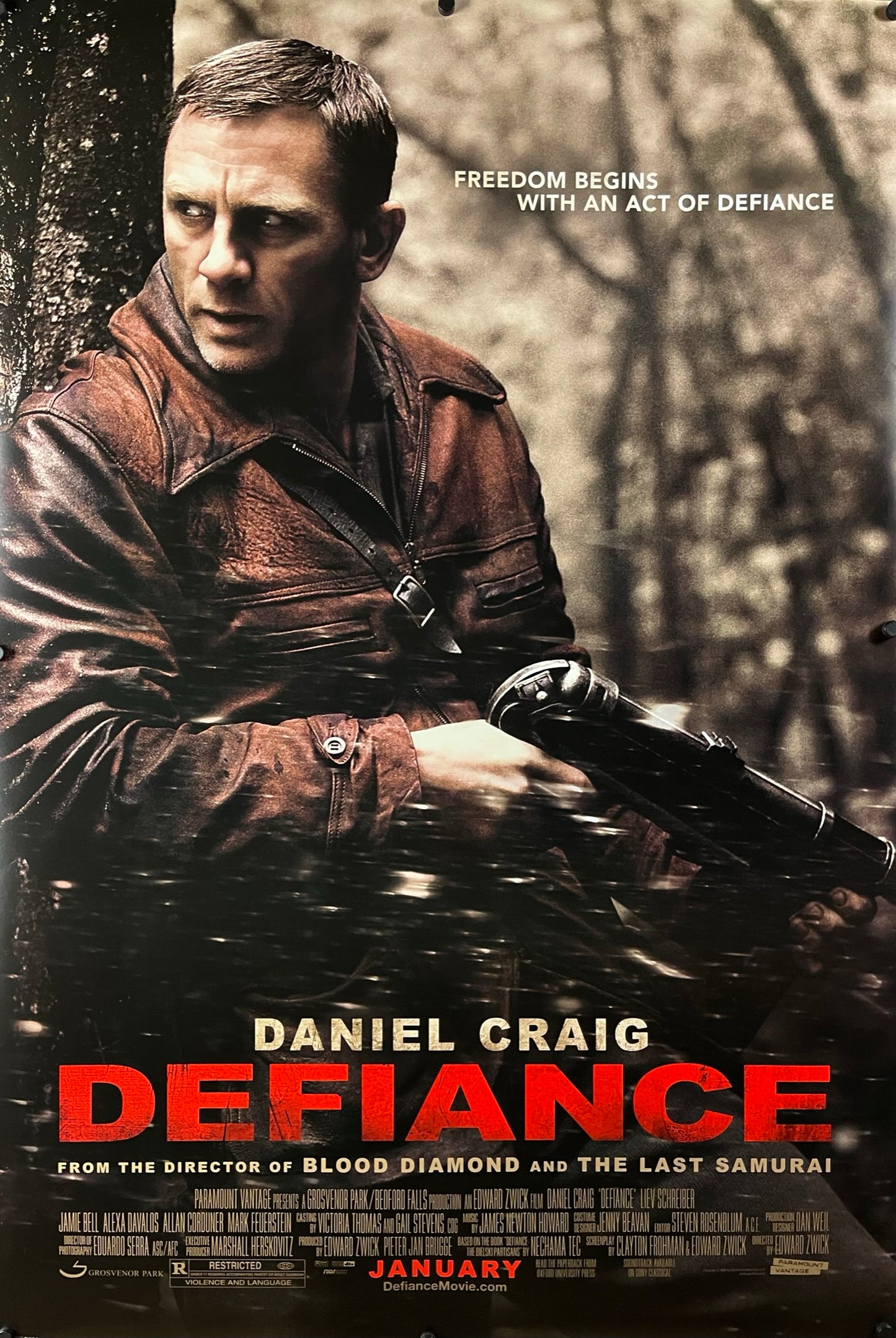 An original movie poster for the Daniel Craig film Defiance