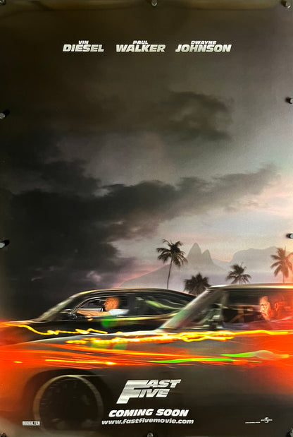 An original movie poster for the Fast and Furious film Fast 5