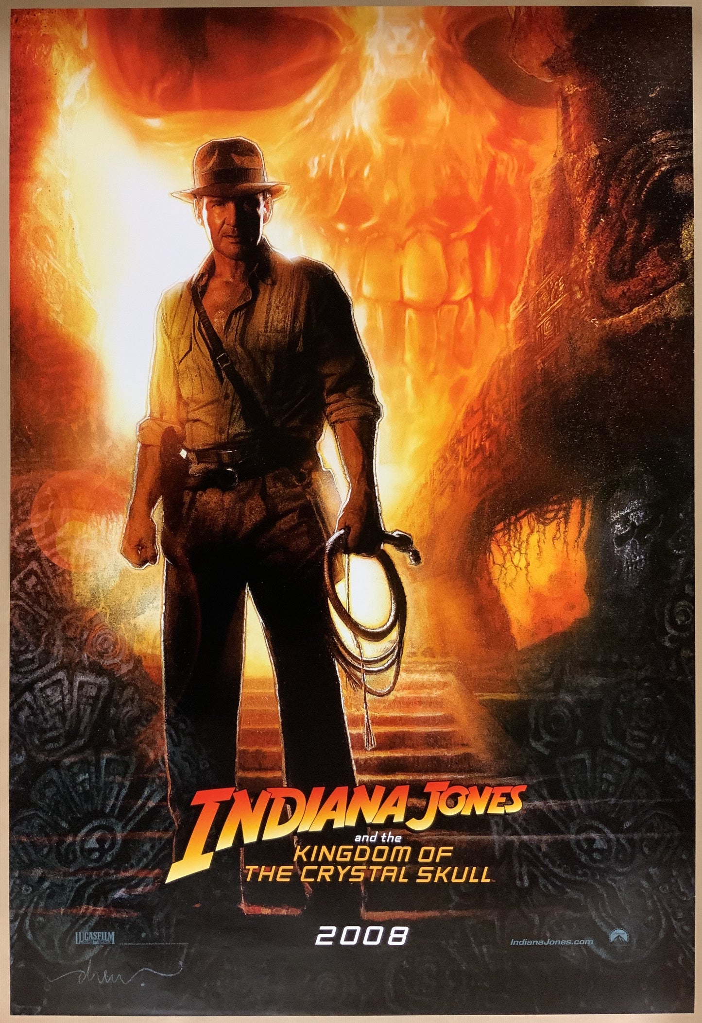 An original movie poster for the film Indiana Jones and Kingdom of the Crystal Skull