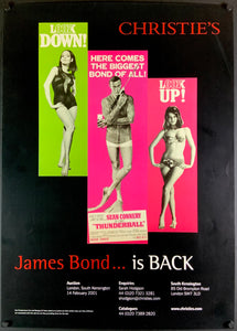 An original Christie's auction house poster for the 2001 sale James Bond... Is Back