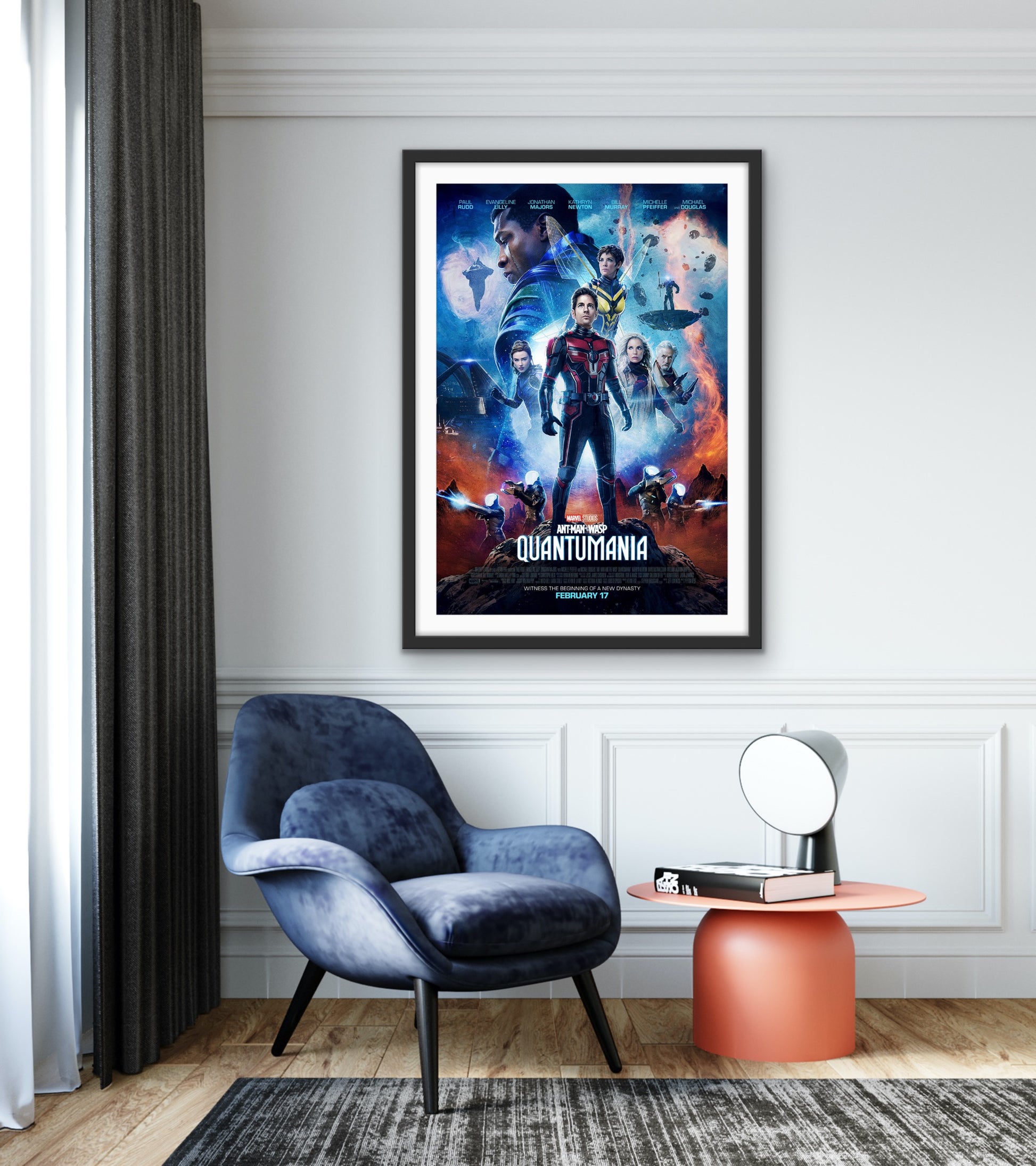 An original movie poster for the film Ant-Man and the Wasp Quantumania