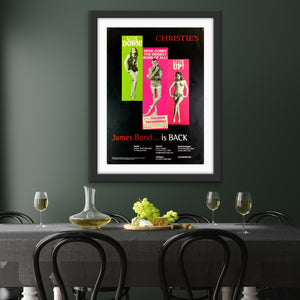 An original Christie's auction house poster for the 2001 sale James Bond... Is Back