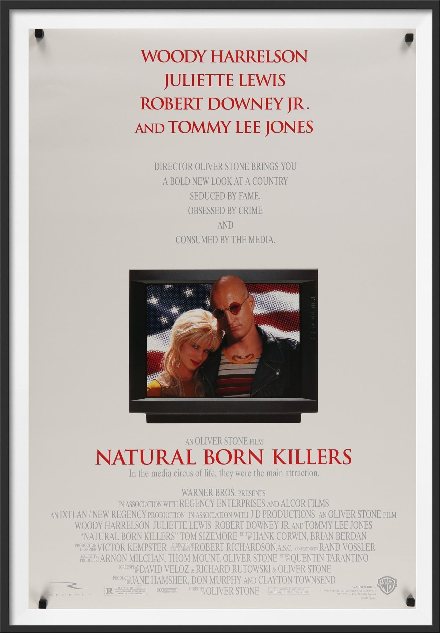 An original movie poster for the film Natural Born Killers
