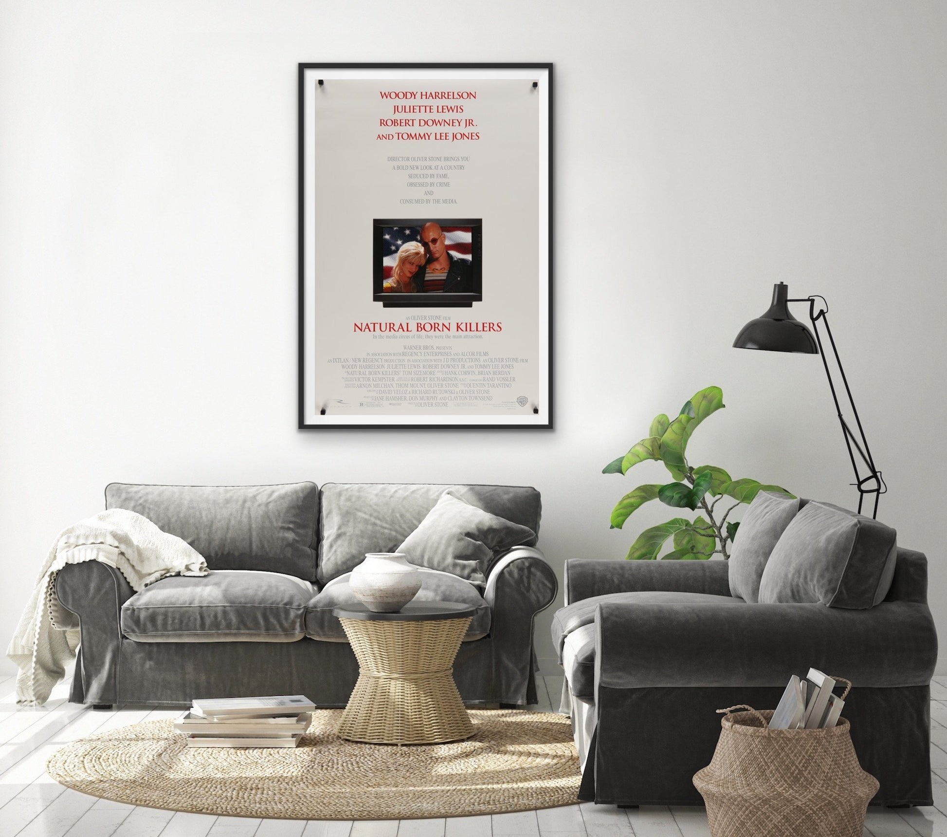 An original movie poster for the film Natural Born Killers