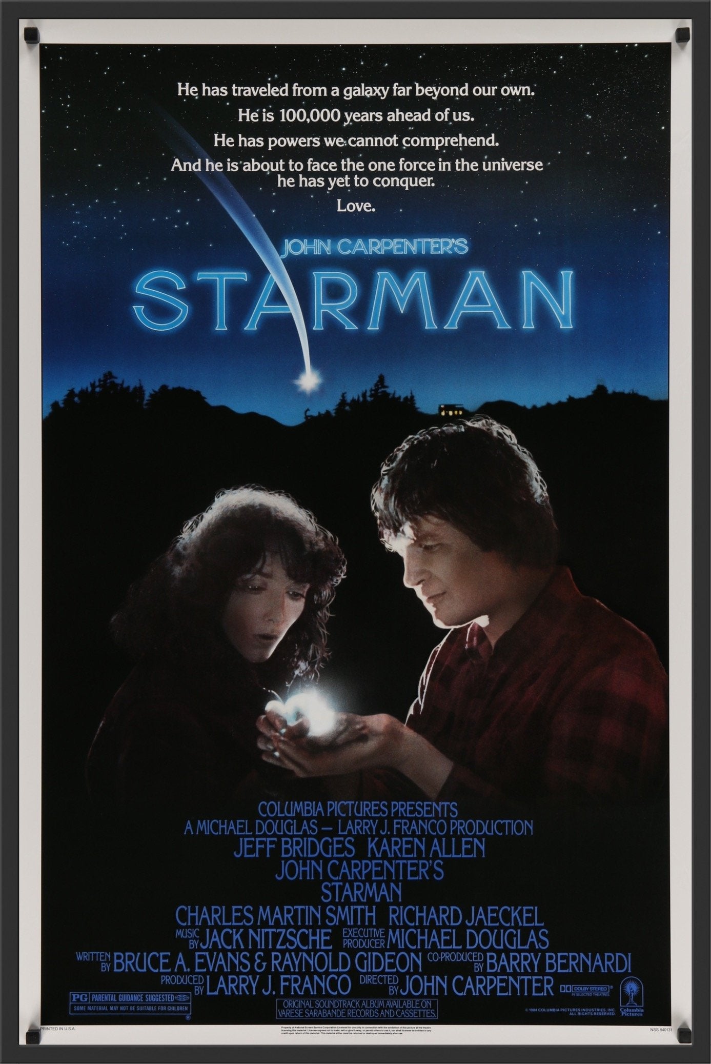An original movie poster for the John Carpenter film Starman