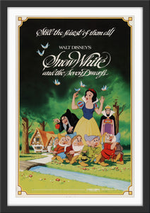 An original movie poster for the Walt Disney classic Snow White and the Seven Dwarfs