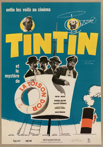 An original movie poster for the film Tintin and the Mystery of the Golden Fleece