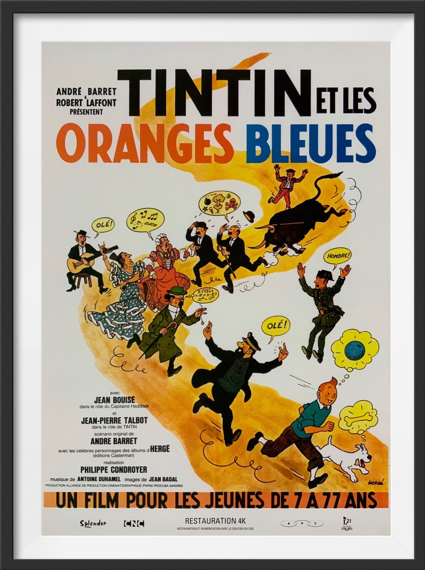 An original movie poster for the film Tintin and the Blue Oranges
