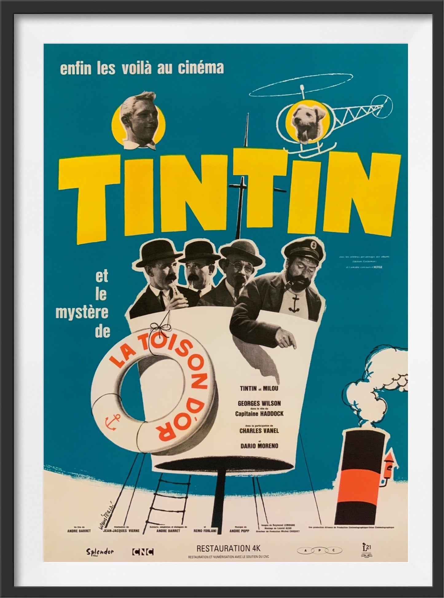 An original movie poster for the film Tintin and the Mystery of the Golden Fleece