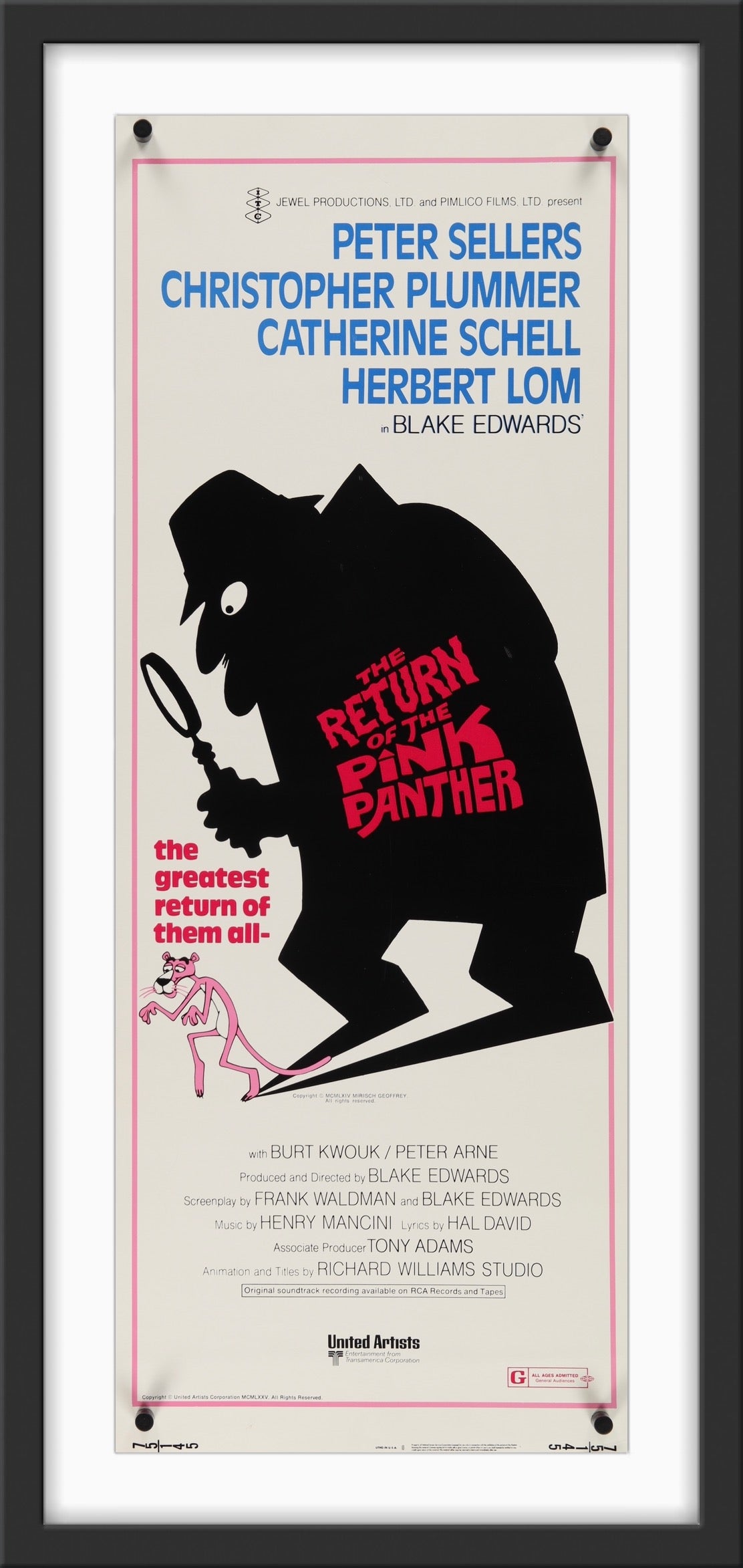 An original movie poster for the Peter Seller's film The Return of the Pink Panther