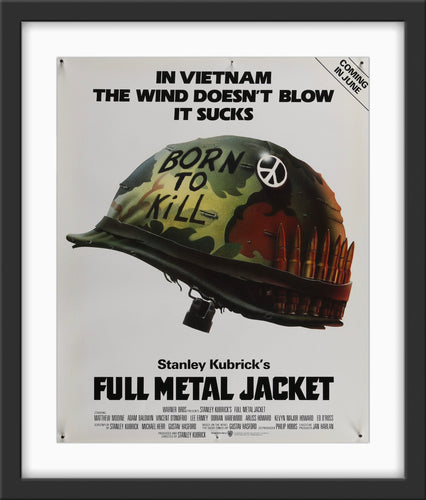 An original movie poster for the Stanley Kubrick film Full Metal Jacket