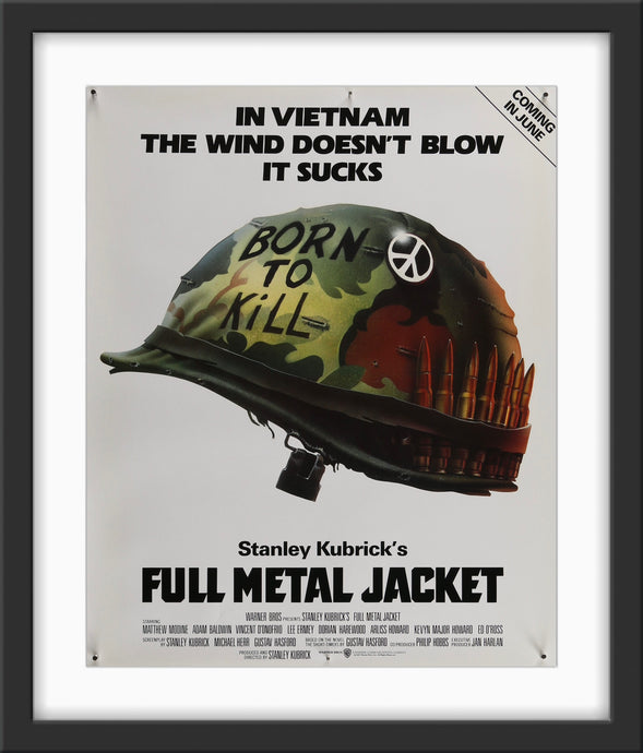 An original movie poster for the Stanley Kubrick film Full Metal Jacket