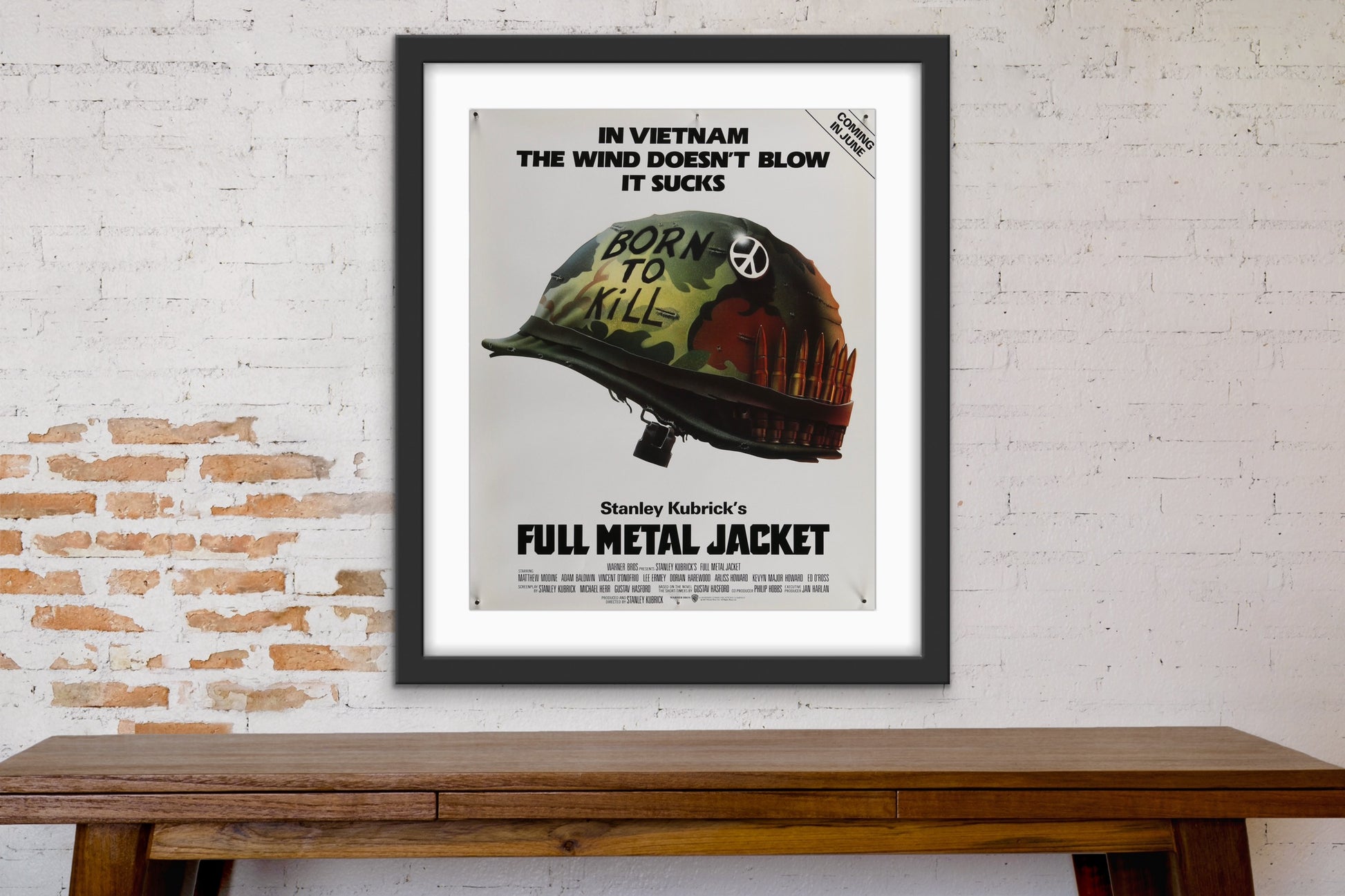 An original movie poster for the Stanley Kubrick film Full Metal Jacket