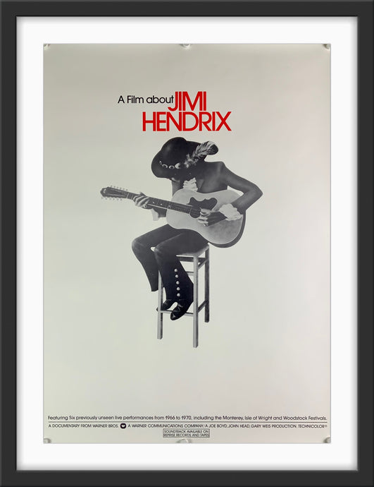 An original movie soundtrack poster for the film A film about Jimi Hendrix