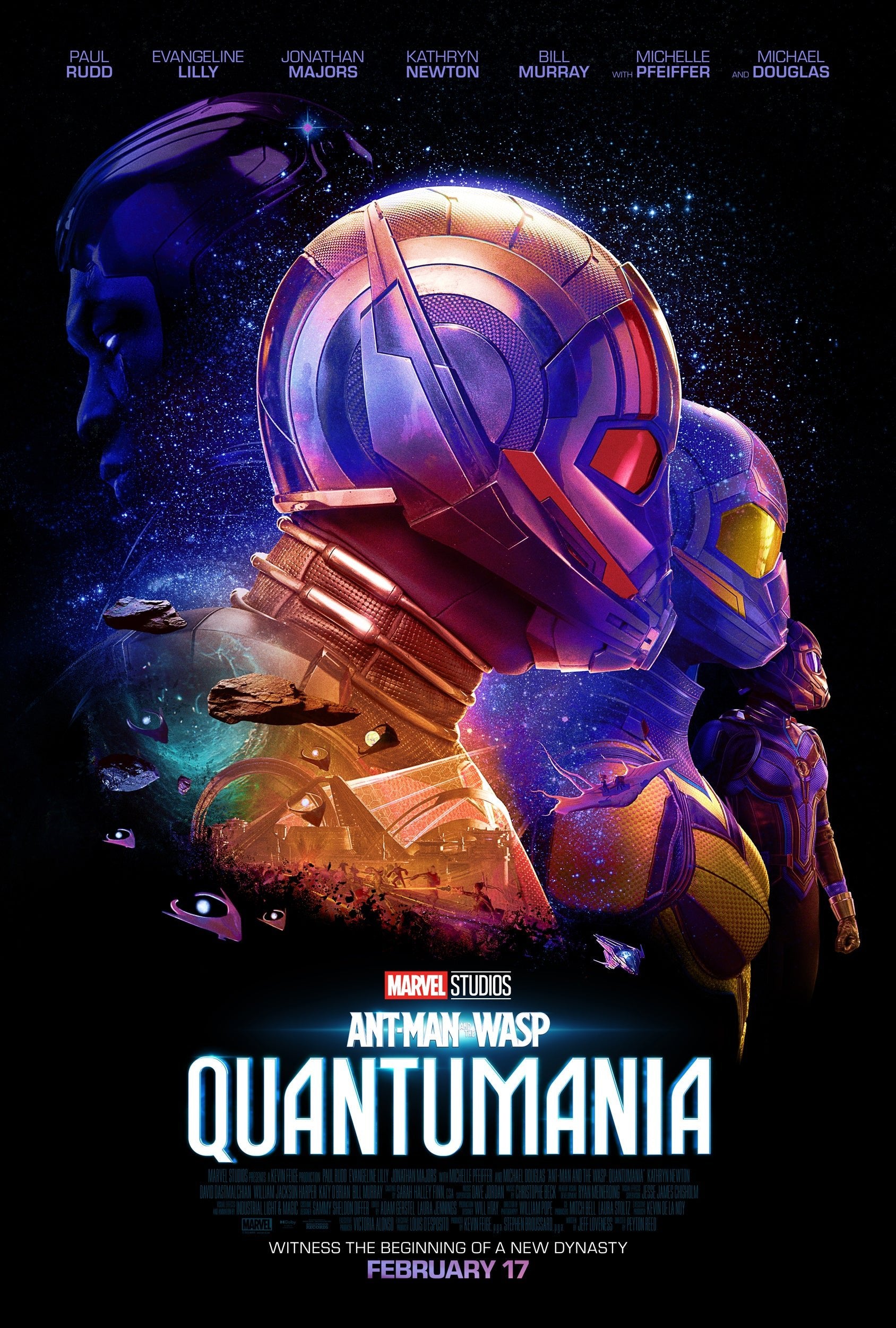 An original movie poster for the Marvel film Ant-Man and the Wasp Quantumania