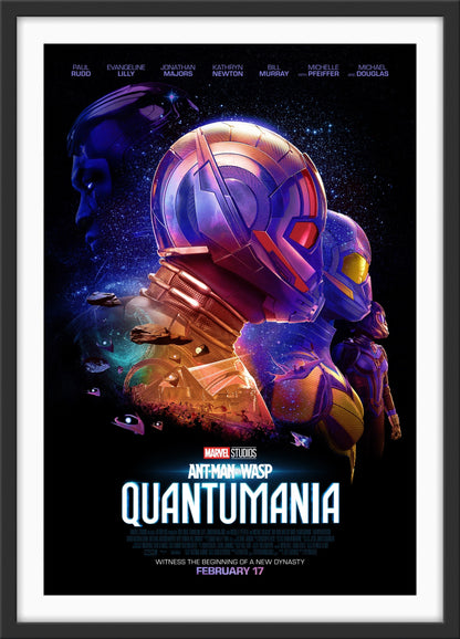 An original movie poster for the Marvel film Ant-Man and the Wasp Quantumania