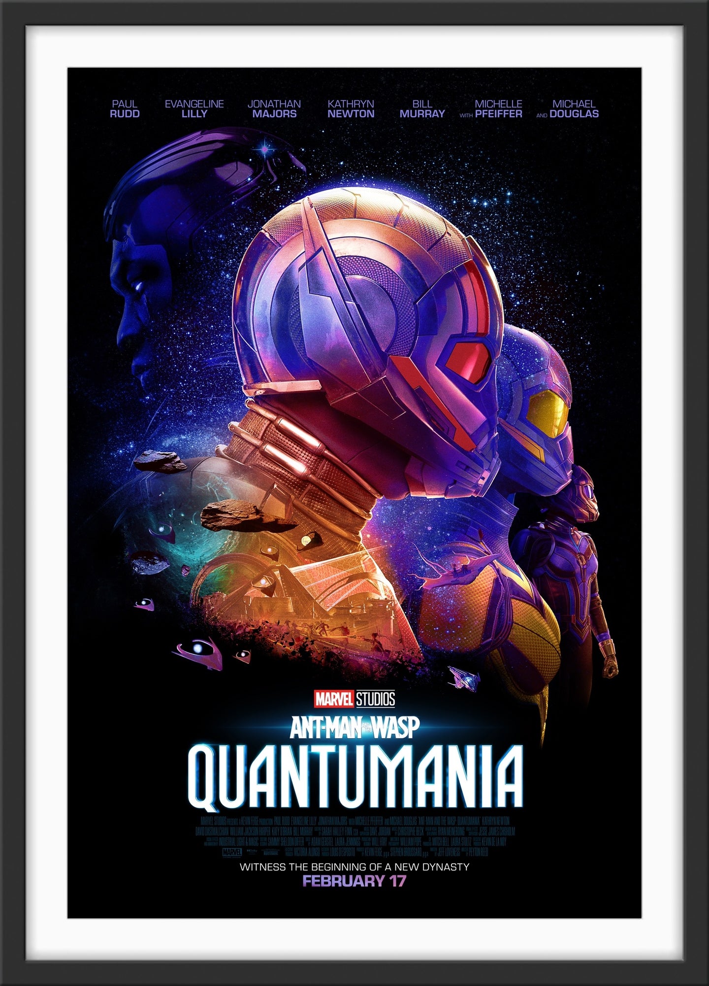 An original movie poster for the Marvel film Ant-Man and the Wasp Quantumania