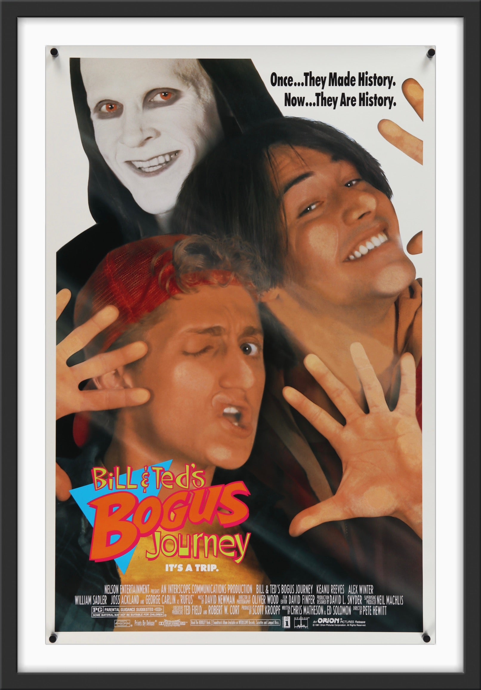 An original movie poster for the film Bill and Ted's Bogus Journey