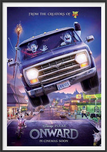 An original movie poster for the Disney / Pixar film Onward