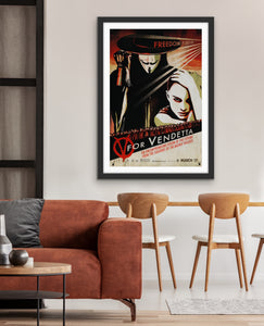 An original movie poster for the film V For Vendetta