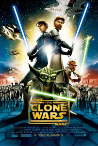 An original movie poster for the animated Star Wars film The Clone Wars