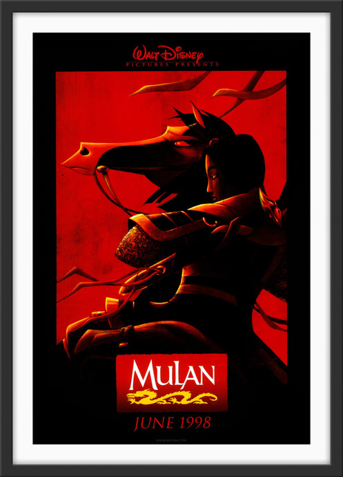 An original movie poster for the 1998 Disney film Mulan