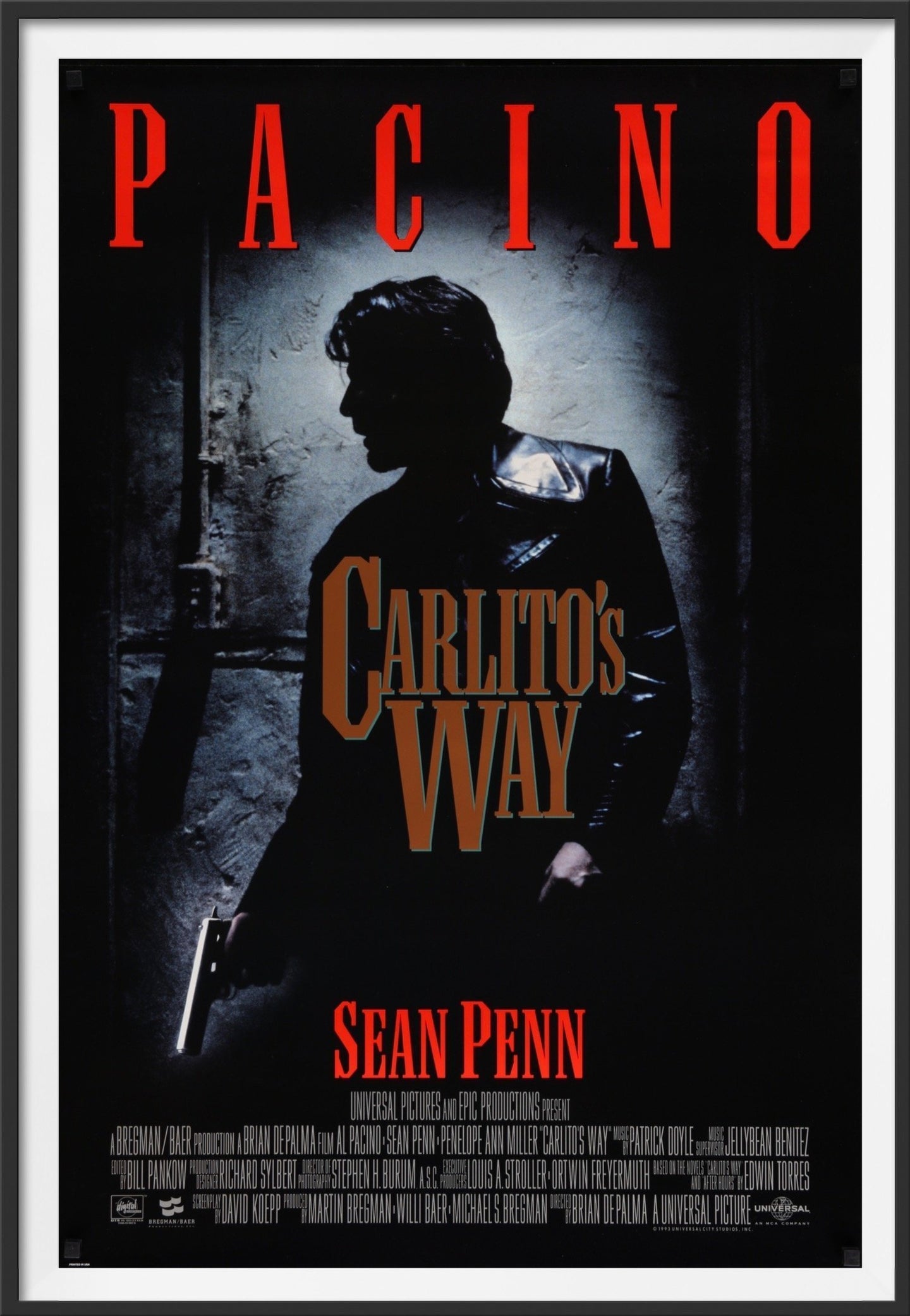 An original movie poster for the film Carlito's Way