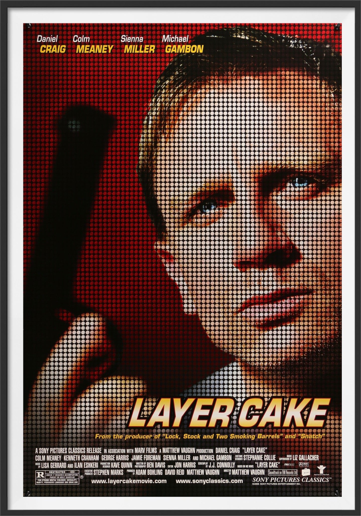 An original movie poster for the Matthew Vaughn crime thriller Layer Cake starring Daniel Craig
