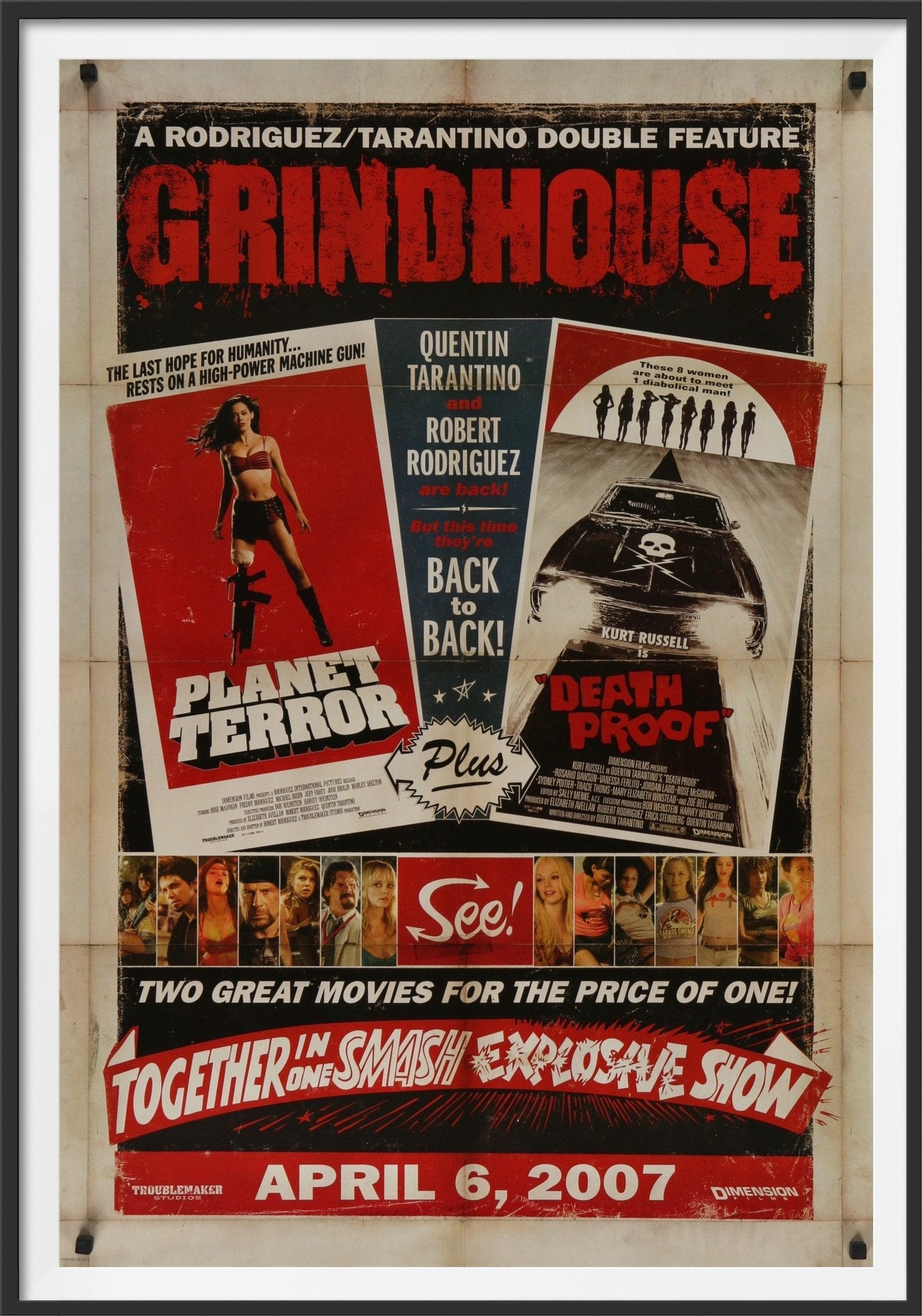 An original movie poster for the Quentin Tarantino and Robert Rodriguez Grindhouse, including Death Proof