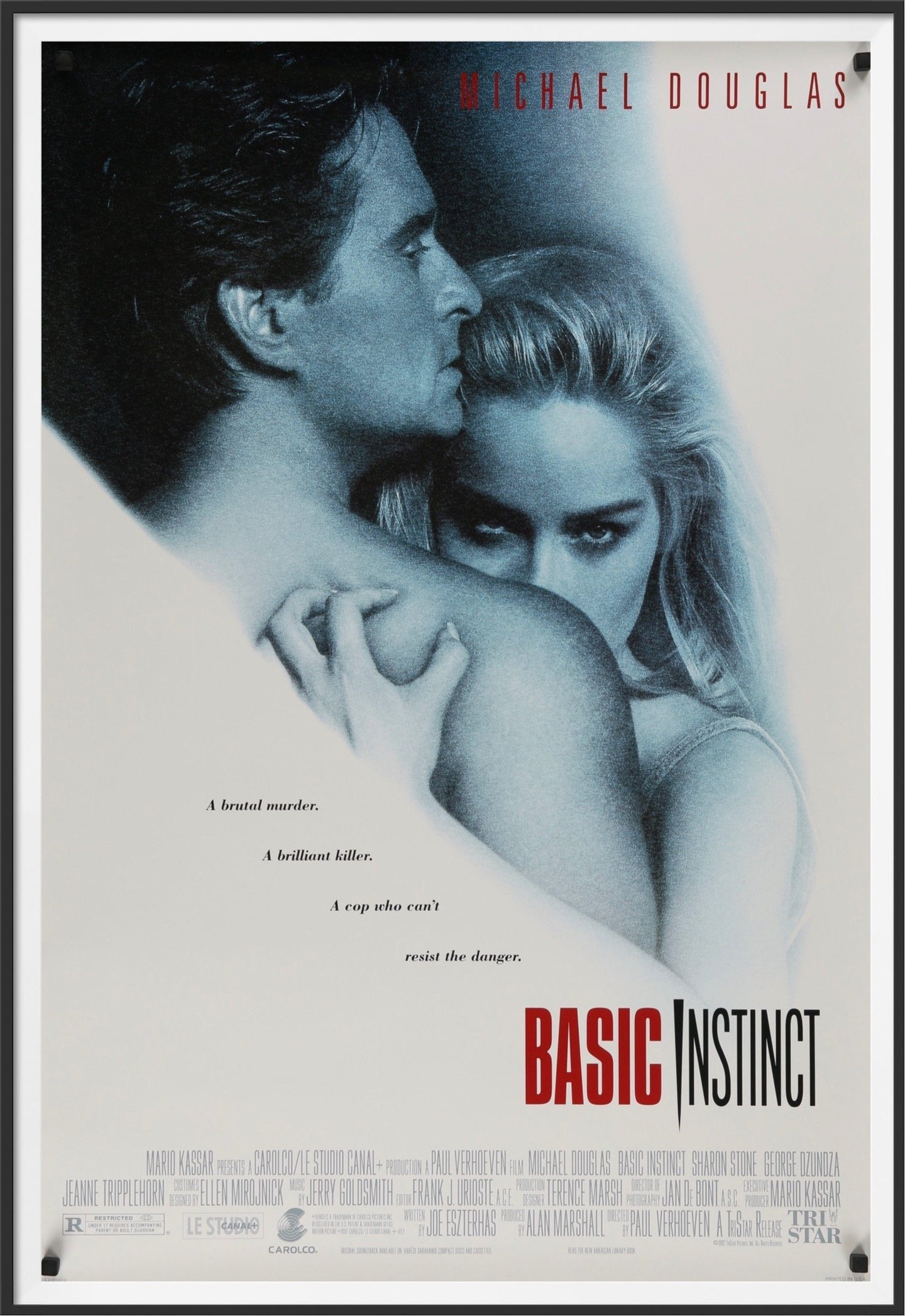 An original movie poster for the film Basic Instinct