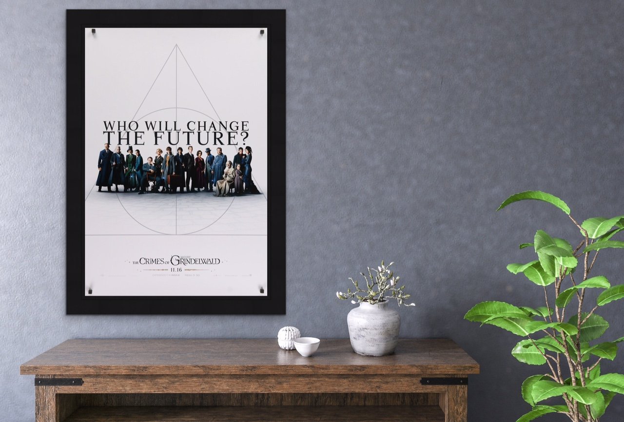 An original teaser movie poster for the Harry Potter prequel, Fantastic Beasts The Crimes of Grindelwald