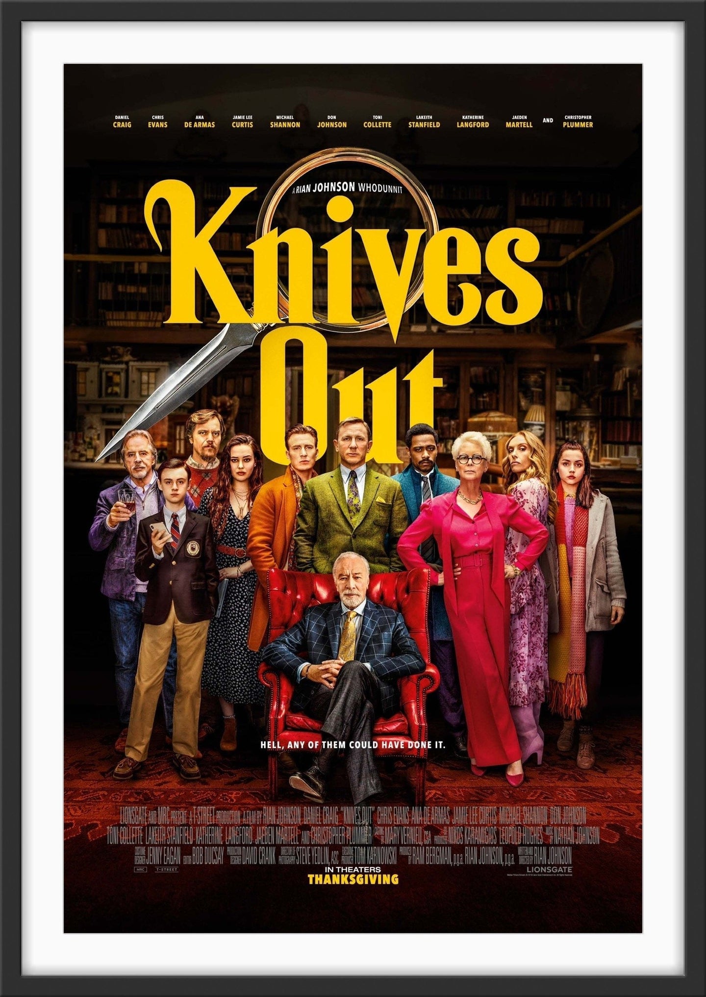 An original movie poster for the film Knives Out