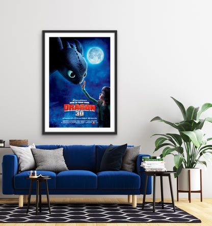 An original movie poster for the film How To Train Your Dragon