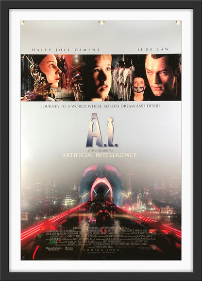An original movie poster for the Spielberg film A.I. Artificial Intelligence