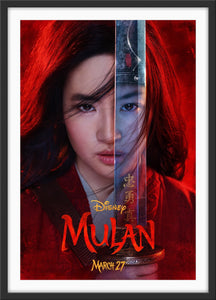 An original movie poster for the Disney film Mulan
