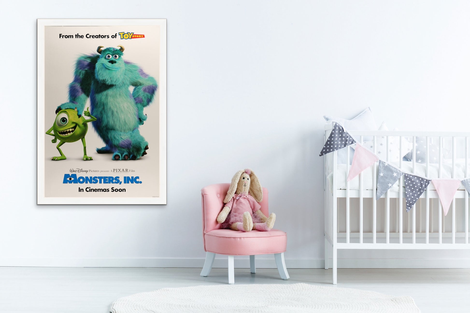 An original movie poster for Disney and Pixar's Monsters Inc