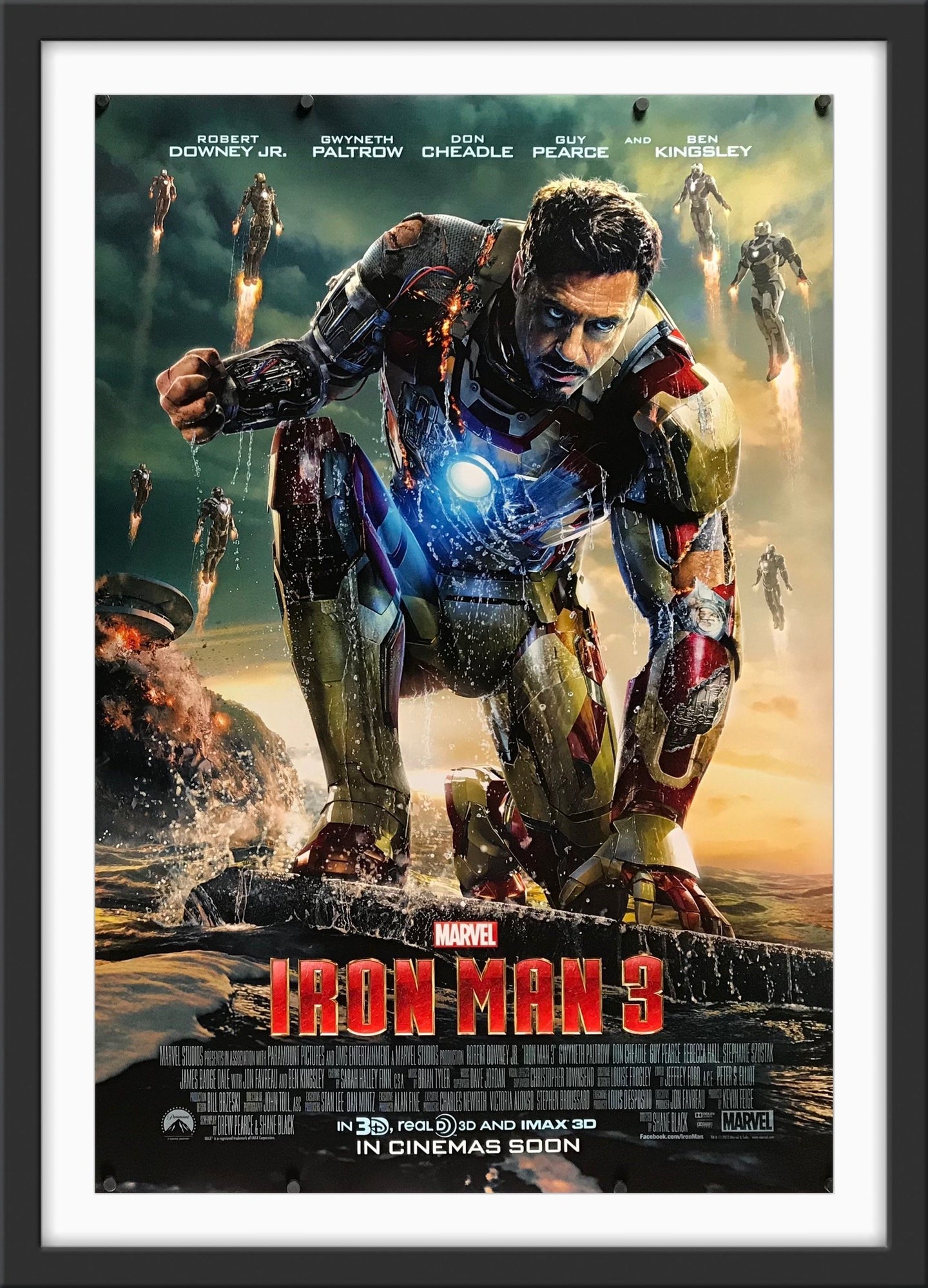 An original movie poster of the Marvel film Iron Man 3