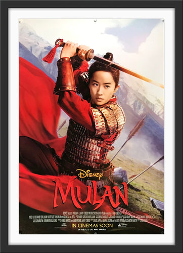An original movie poster for the Disney film Mulan 2020