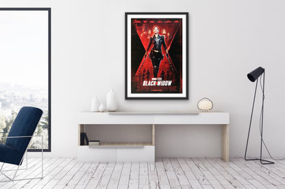 An original movie poster for the MCU fil Black Widow