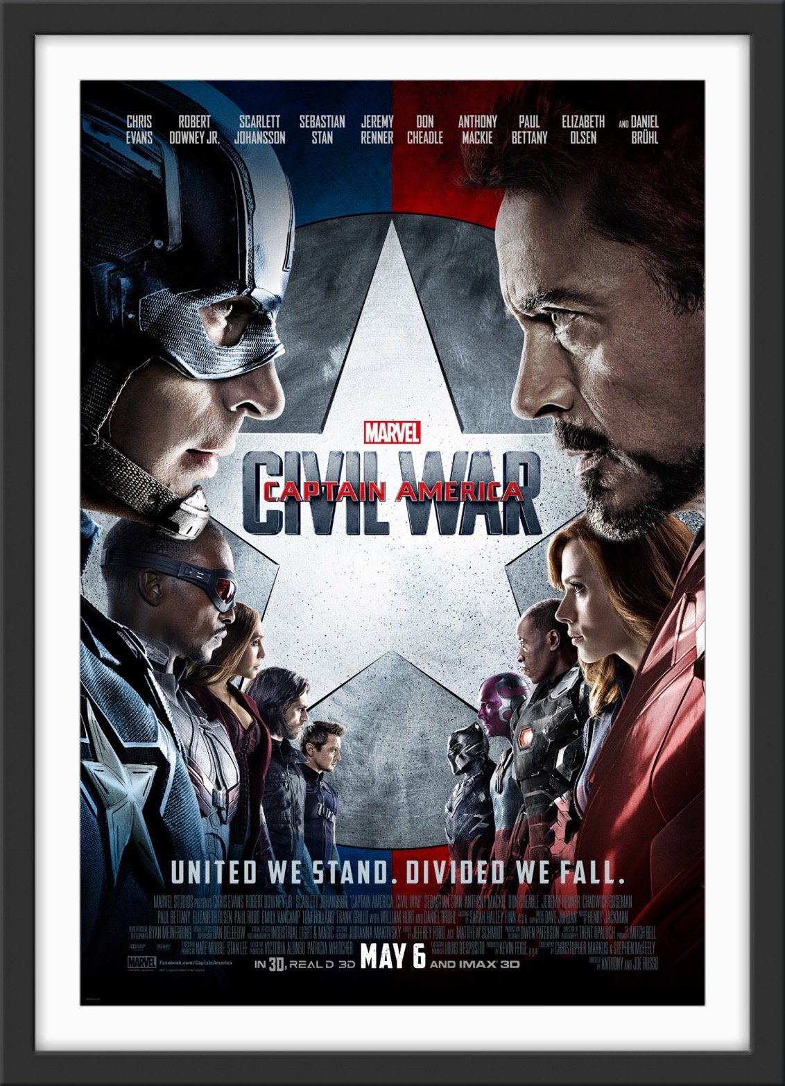 An original movie poster for the Marvel film Captain America - Civil War