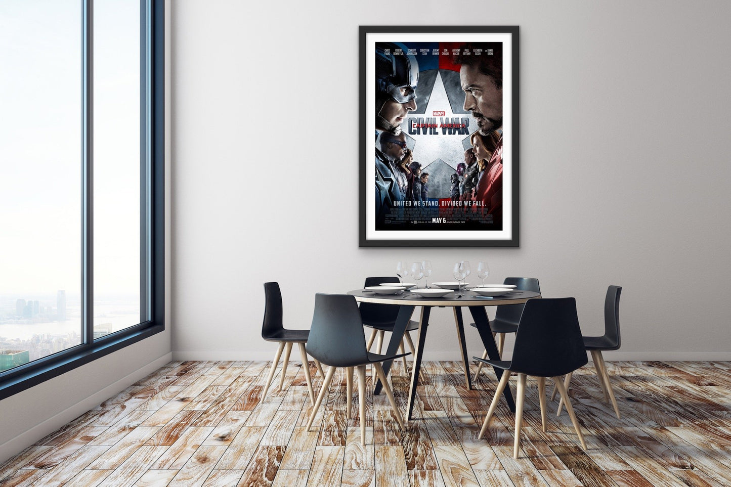 An original movie poster for the Marvel film Captain America - Civil War