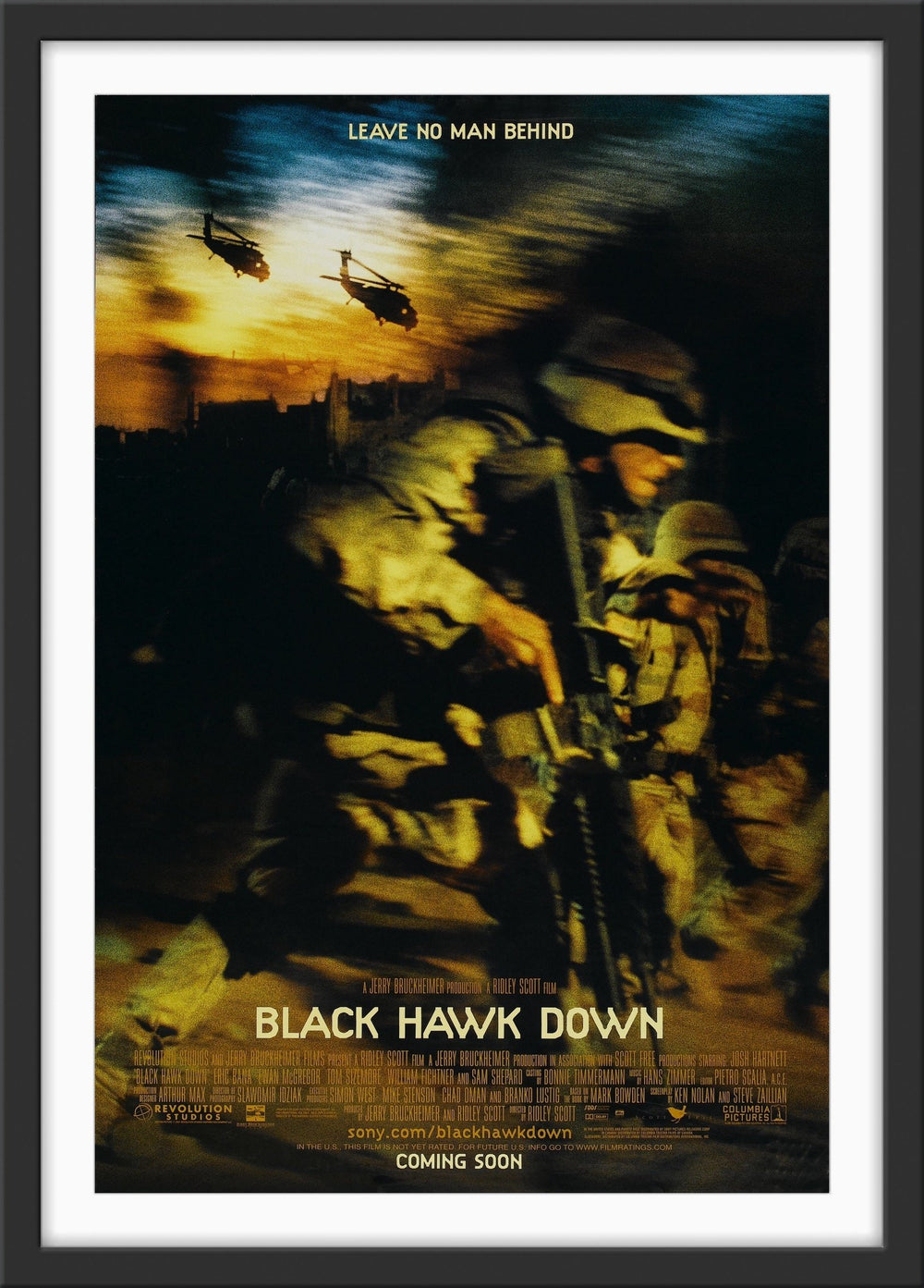 An original movie poster for the film Black Hawk Down
